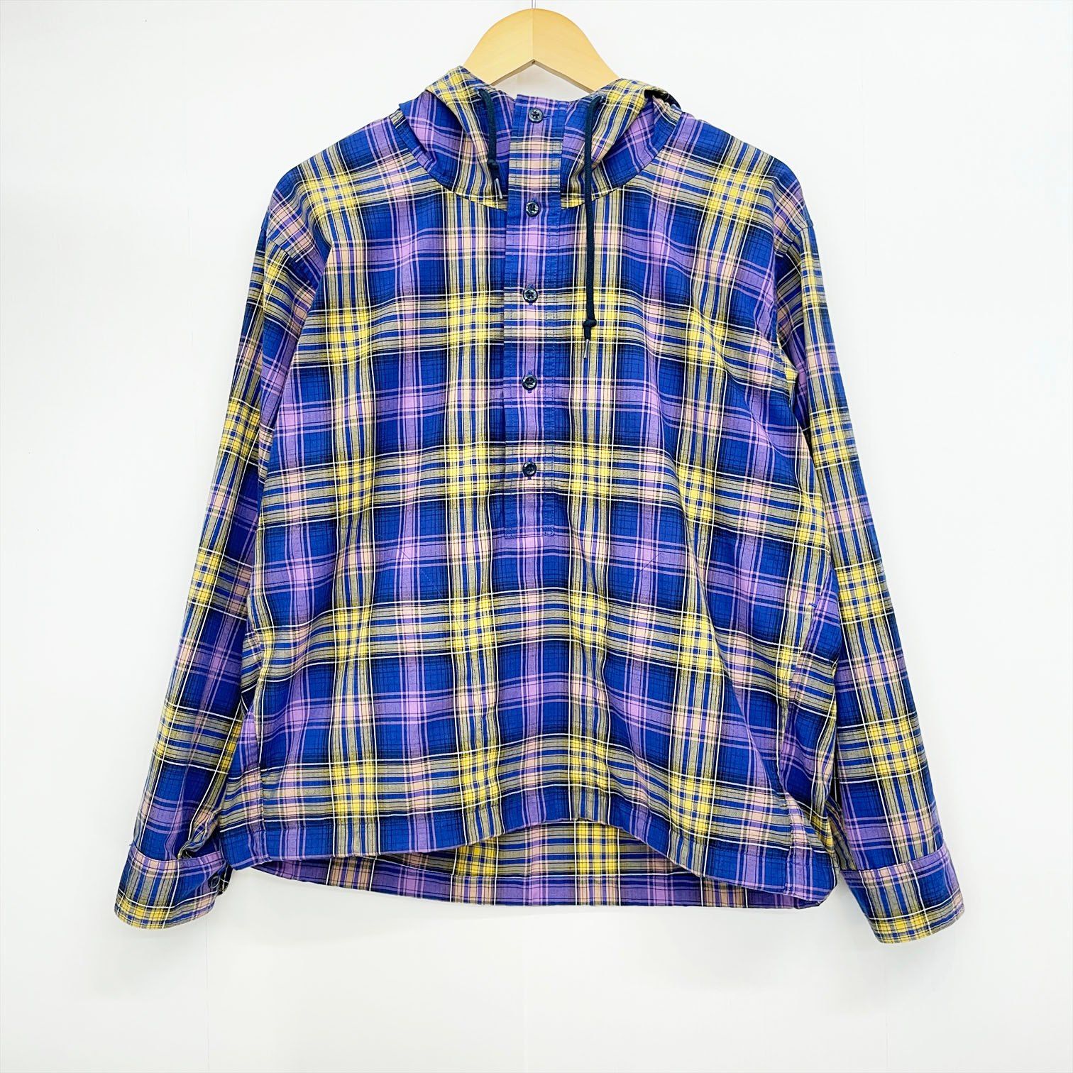 BEAMS ビームス ワイドフィット リフレクター チェック フードシャツ アノラック Ks5-50