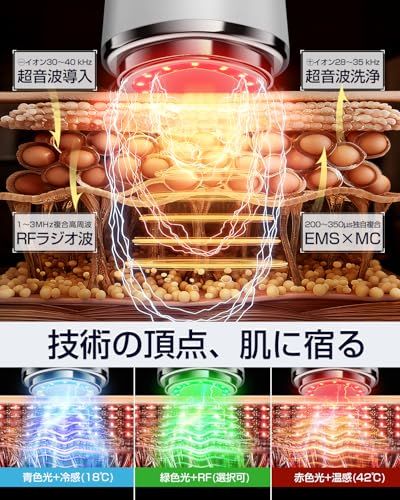 【新品】美顔器 1台18役 RF EMS MC 温冷 高周波 【2026業界初・ラジオ波・リフトケア・フェースラインケア・毛穴洗浄・浸透導入・超音波・振動・温熱・冷却・光エステ・プロ仕様】顔 目元 口元 首元 オールインワン ビューティーデバ 33e9eebe