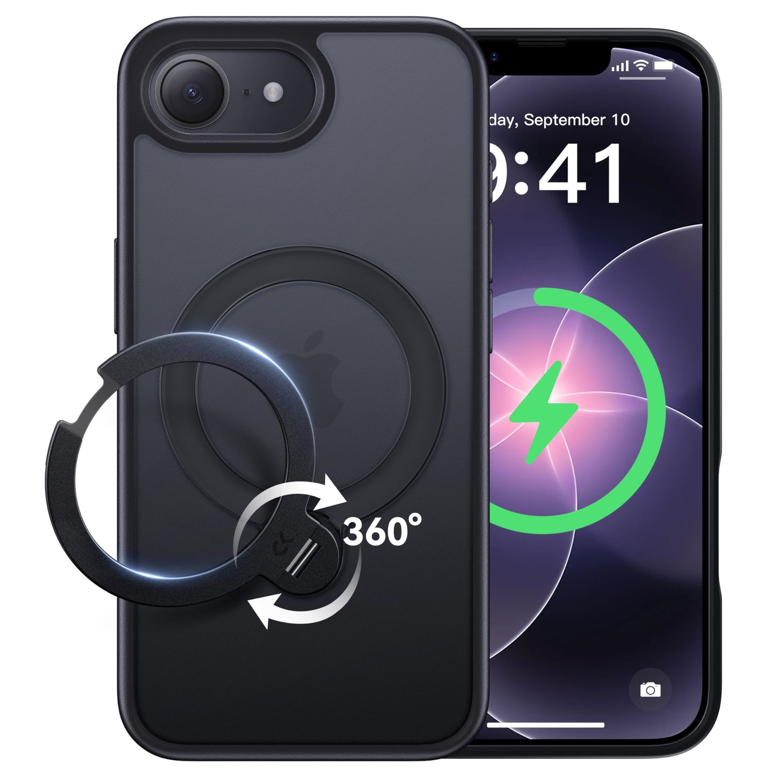 【新品】【2026最高傑作&定点360度回転】CASEKOO iPhone 17e/16e 用 ケース 米軍MIL規格 耐衝撃 MagSafe対応 高耐久性【横縦両立・角度自由調整】急速充電対応 指紋防止/マット仕上げ/黄変防止/半透明 超強 48a3b801