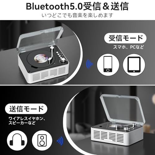 【新品】Gueray CDプレーヤー Bluetooth5.0 受信＆送信 レトロ ステレオスピーカー内蔵 CDプレイヤー CDラジカセ 卓上置き 一機多用 USB/FM/AUX A-Bリピート ポータブル リモコン付き 睡眠モード 語学学習 2da4e721