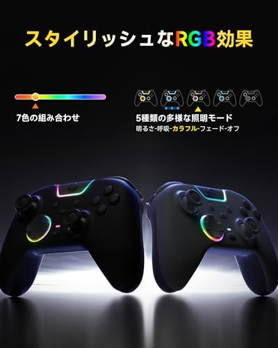 【新品】EasySMX X05PRO PC コントローラー 無線/有線接続 2.4Gレシバー付き 軽音ボタン RGBライト 1000Hz ポーリングレート TURBO連射 振動調整 1000mAhバッテリー PC/Steam Deck/Swi 1bd7f3ab
