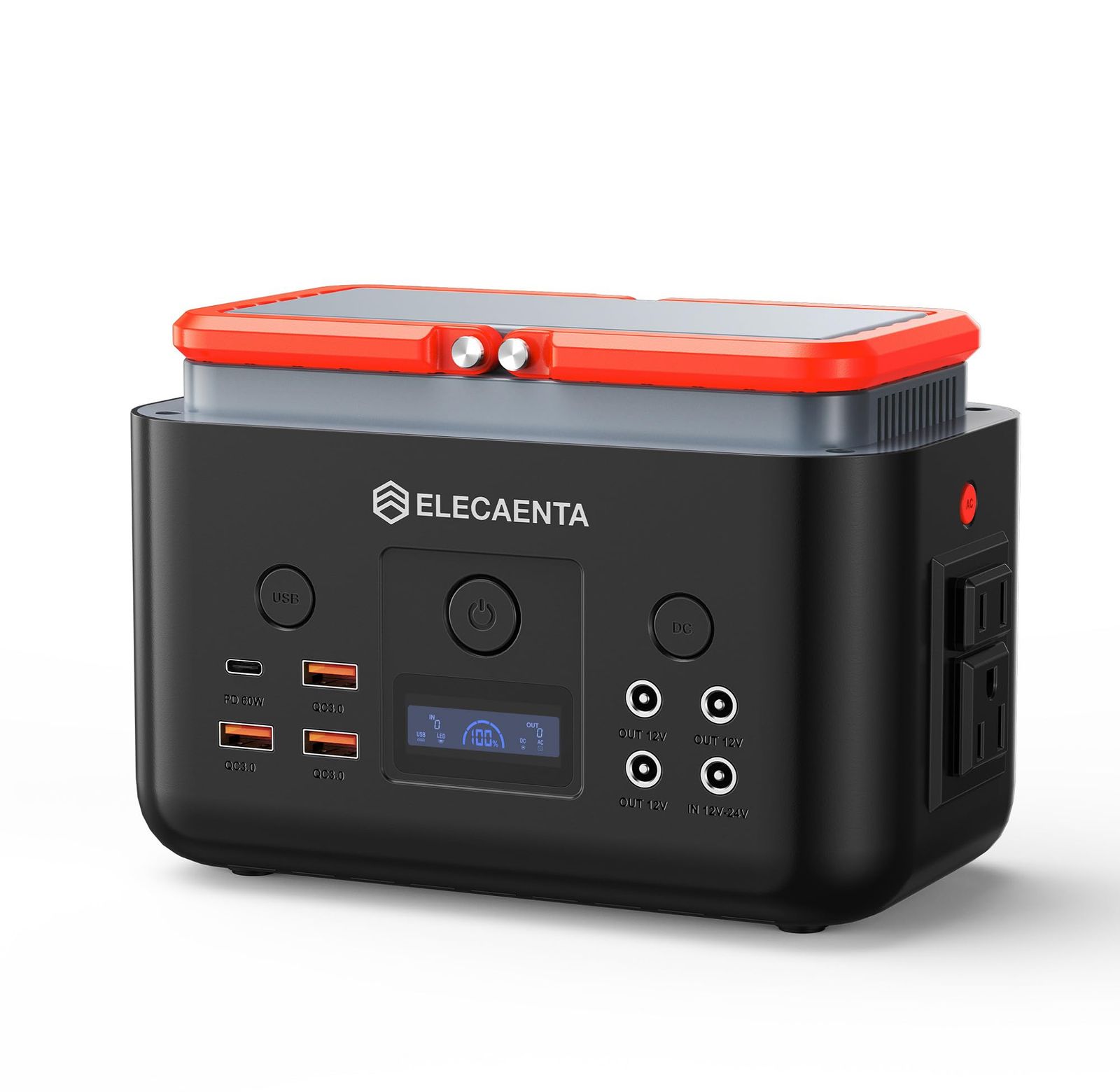 【新品】ELECAENTA ポータブル電源 小型 200Wh 6倍寿命 リン酸鉄 AC200W(ピーク400Ｗ) 純正弦波 超軽量2KG PD60W入出力対応 ソーラー100W充電 100V 50Hz/60Hz 簡易UPS 非常用電源 キャン a3543a9c