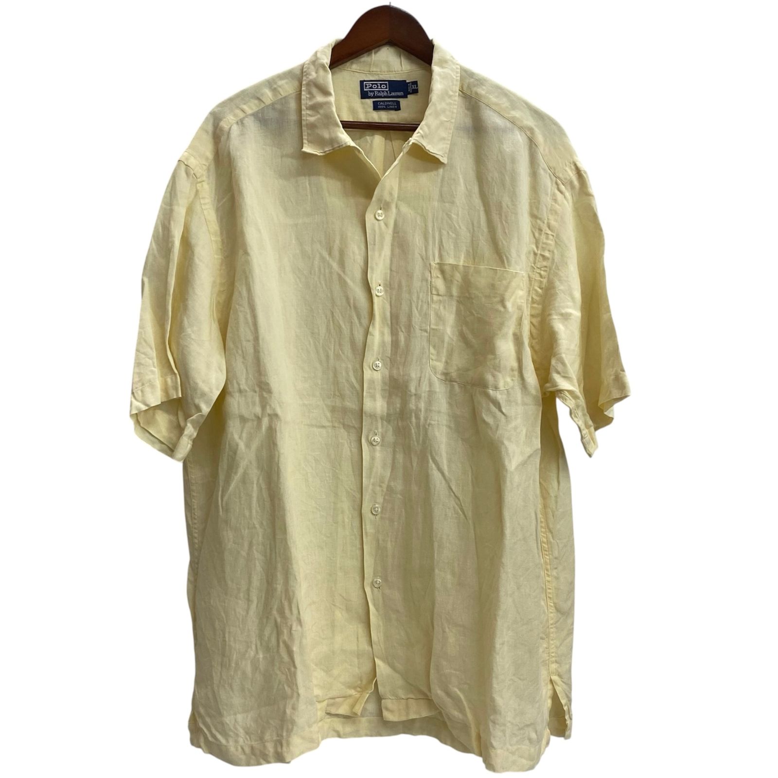 ラルフローレン RALPH LAUREN POLO by Ralph Lauren CALDWELL オープンカラー リネン 半袖シャツ ホワイト XLサイズ 201MT-6098 VB