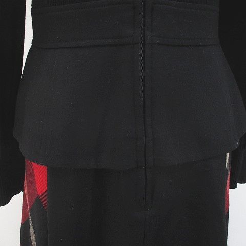ブルーレーベルクレストブリッジ BLUE LABEL CRESTBRIDGE EZUMi ニット ワンピース ロング丈 38 黒系 ブラック チェック柄 切替 リブ 裏地 ブルーレーベルクレストブリッジ BLUE LABEL CRESTBRIDGE EZUMi ニット ワンピース ロング丈 38 黒系 ブラック チェック柄 切替 リブ 裏地