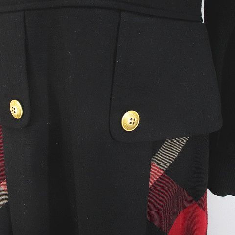 ブルーレーベルクレストブリッジ BLUE LABEL CRESTBRIDGE EZUMi ニット ワンピース ロング丈 38 黒系 ブラック チェック柄 切替 リブ 裏地 ブルーレーベルクレストブリッジ BLUE LABEL CRESTBRIDGE EZUMi ニット ワンピース ロング丈 38 黒系 ブラック チェック柄 切替 リブ 裏地