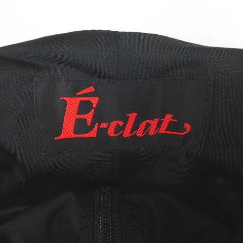 エイココンドウ EIKO KONDO イークラット É-clat クロップド ワイドパンツ 42 黒系 ブラック 切替 ジップフライ ウエストゴム 裏地 日本製