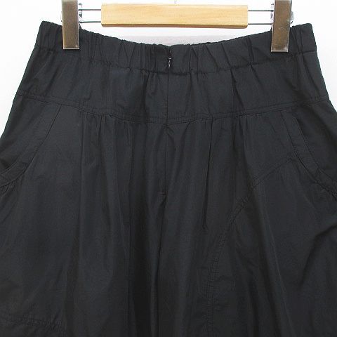 エイココンドウ EIKO KONDO イークラット É-clat クロップド ワイドパンツ 42 黒系 ブラック 切替 ジップフライ ウエストゴム 裏地 日本製