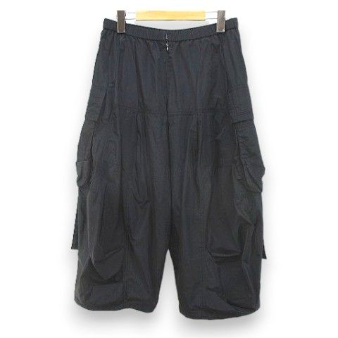 エイココンドウ EIKO KONDO 中綿 クロップド カーゴパンツ Ｆ 黒系 ブラック 無地 ジップフライ ウエストゴム 裏地 タック 日本製