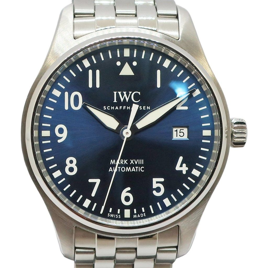 【天白】IWC パイロットウォッチ マーク18 プティプランス IW327016 ブルー SS メンズ 自動巻き 腕時計 2022年 男