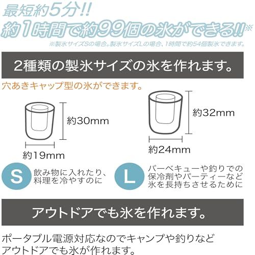 [東京Deco] 高速 製氷機 家庭用 新型 最短5分製氷 自動製氷機 ホワイト [タンク容量1.6L][氷バスケット満氷量約0.6kg] [スピード製氷/2種類の製氷サイズ/大容量水タンク] 製氷 卓上 スピード 氷 簡単操作 クリア ロッ bf02a0ef