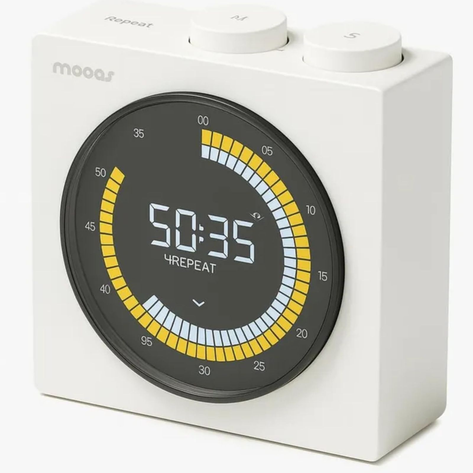 mooas 充電式ワイヤレス、LCDディスプレイ、携帯型、視覚的タイマー、明るさ調整、直感的なカラ―タイマーリング、カウントアップ／ダウン機能、ADHD・勉強・料理に適したポモドーロタイマー (ホワイト)t 7268d9ee
