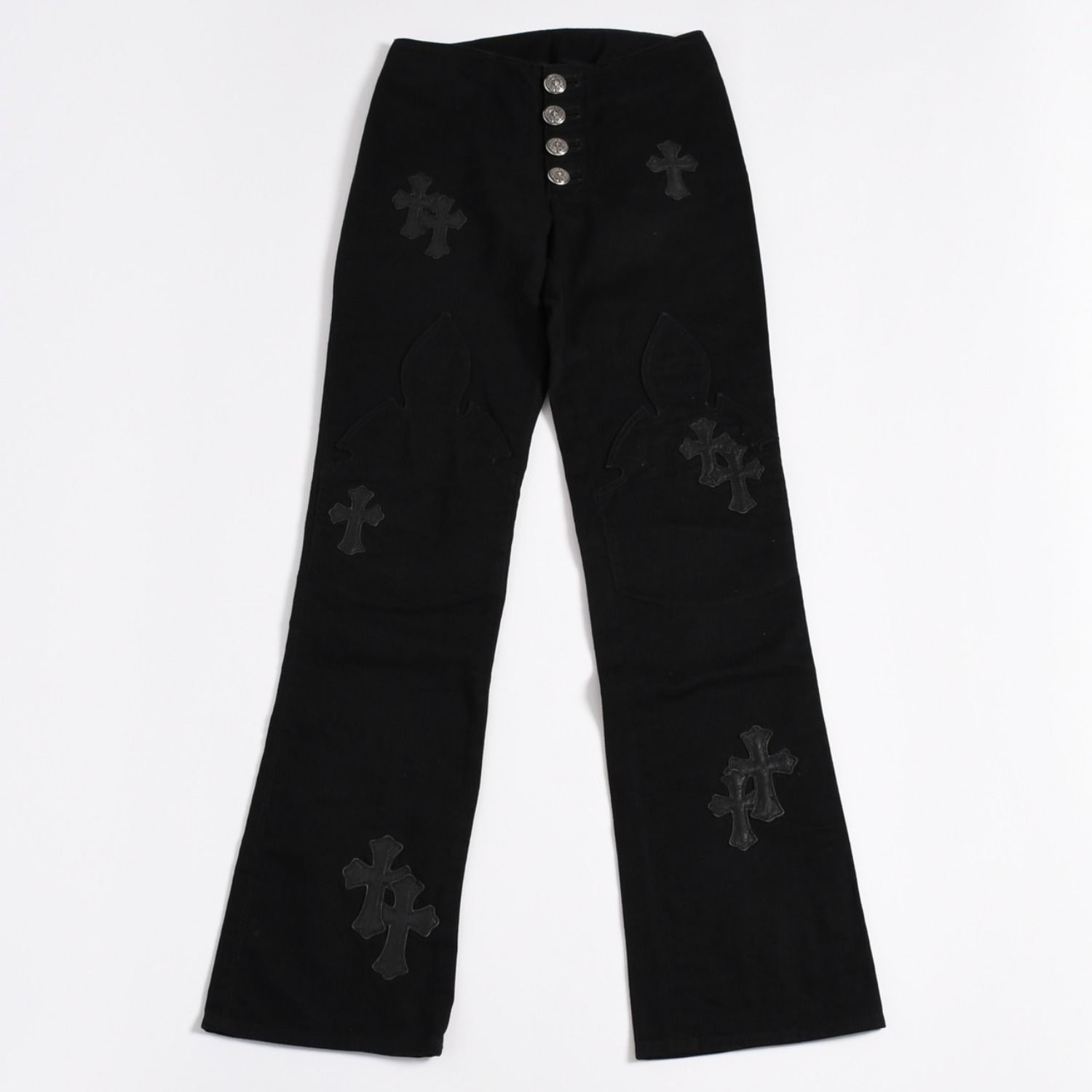 CHROME HEARTS クロムハーツ セメタリークロスパッチ デニムパンツ サイズ23R 20パッチ フレアニー アフターパッチ 美品 中古 4a003401
