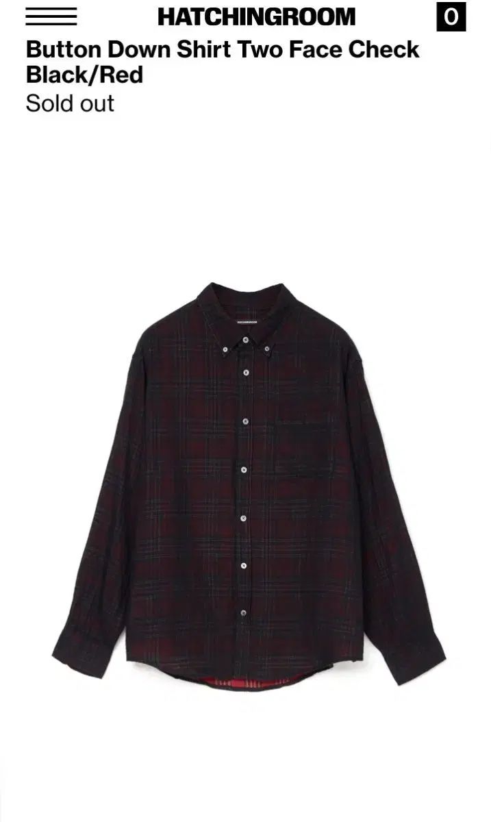 Hatchingroom x ハンロロ トゥフェイス CHECK ボタンダウン シャツ ブラック/レッド 3size