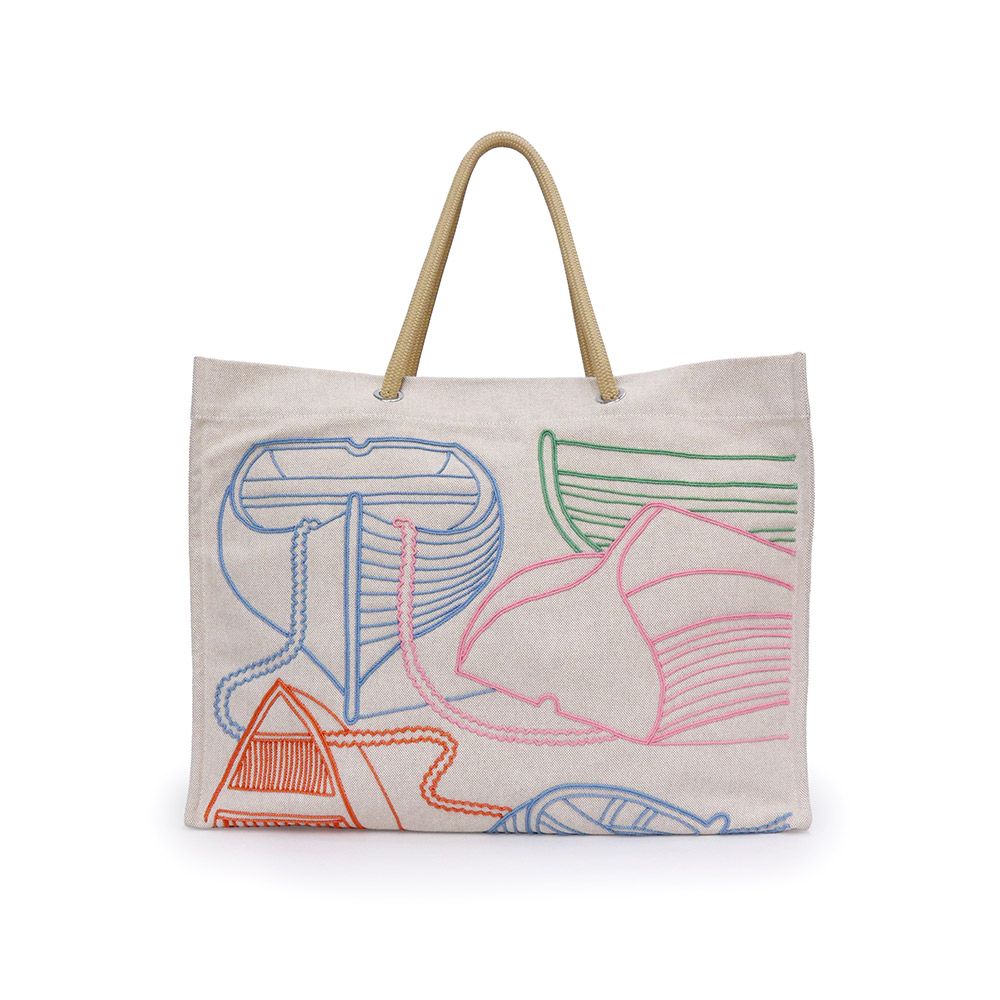 エルメス ビーチバッグ タラサ キャンバス コットン100％ マルチカラー ベージュ トート シルバー金具 HERMES（未使用　展示品）
