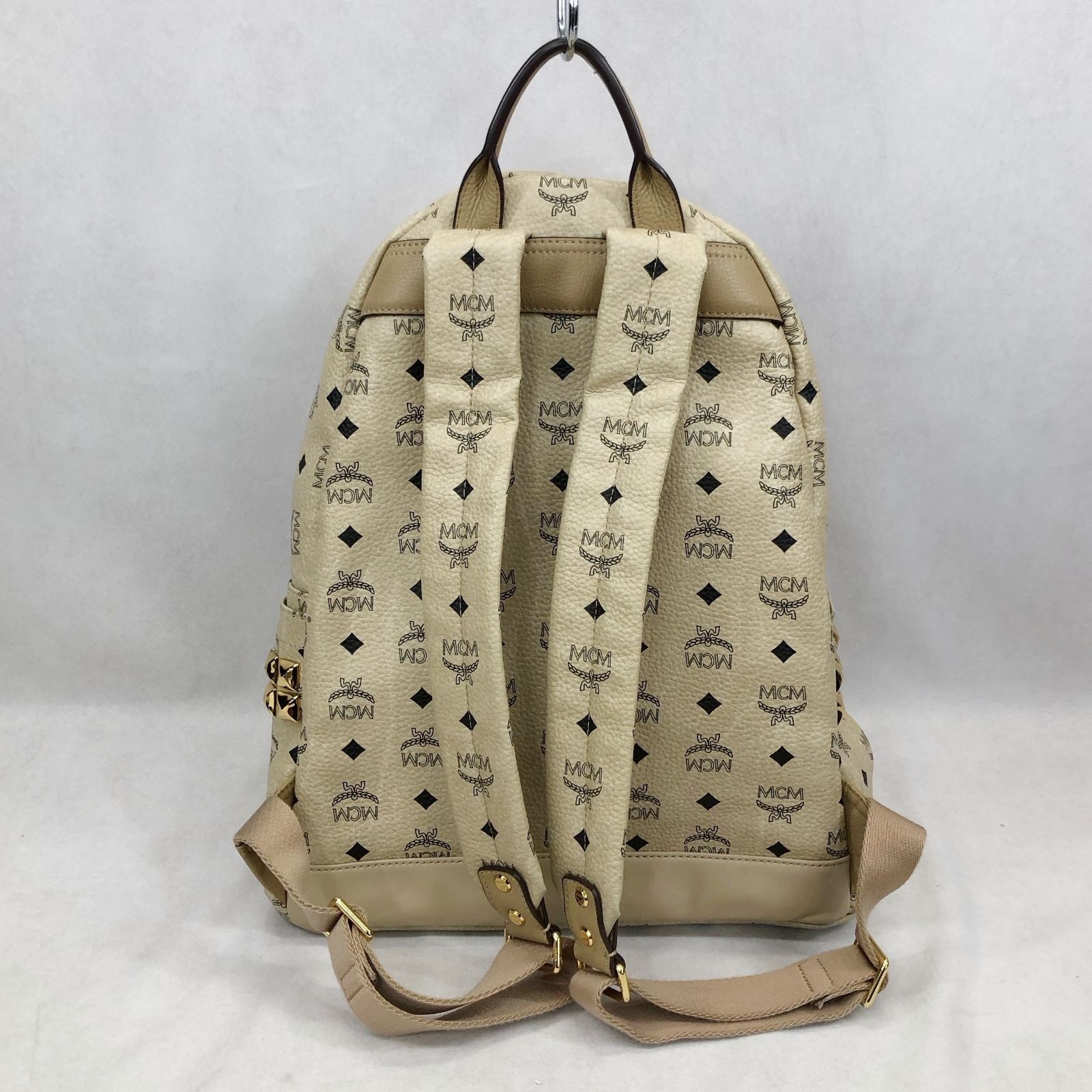 MCM エムシーエム ロゴプリント リュック バッグパック ベージュ 