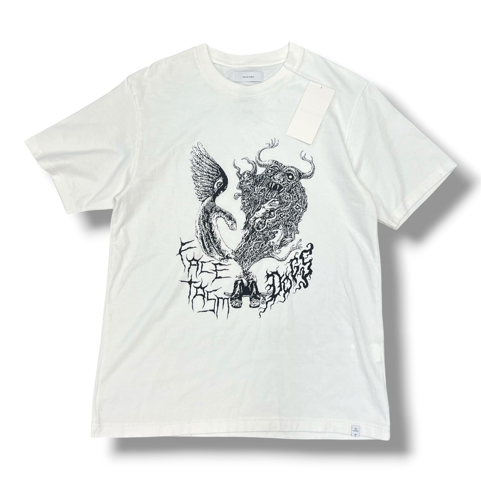 参考上代13,200円 未使用品 FACETASM × DOGS 24SS コラボTシャツ 半袖カットソー ファセッタズム ドッグス コラボ SRO-TEE-Ulll ホワイト Ｓ 2060A1