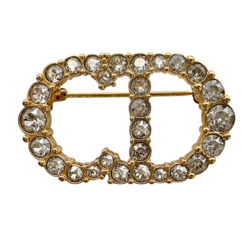 クリスチャン・ディオール Christian Dior Clair D Lune ブローチ ゴールド ラインストーン アクセサリー