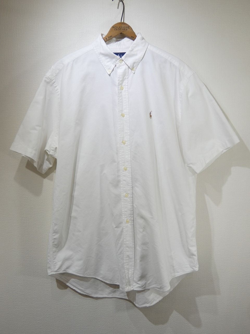 美品 90s ビンテージ Polo Ralph Lauren ラルフローレン CLASSIC FIT ホワイト 白 オックスフォード ボタンダウン 半袖 S/S シャツ L 80s