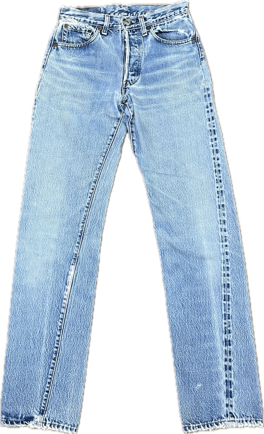 80s USA製 Levi's 501 REDLINE 赤耳 W27 リペア有 アイスブルー