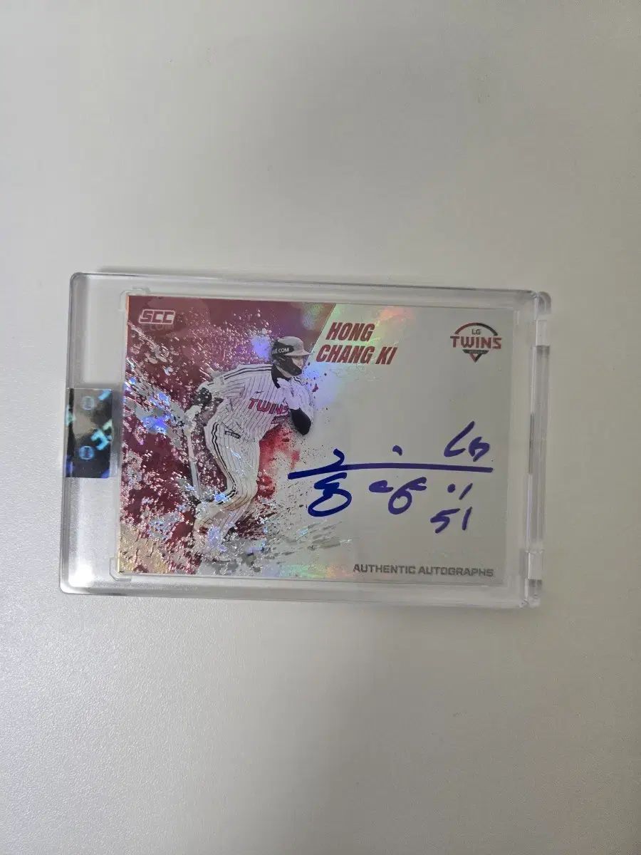 SCC KBOカード LG TWINS（ツインズ） ホン・チャンギ サイン入りカード (麻カード)