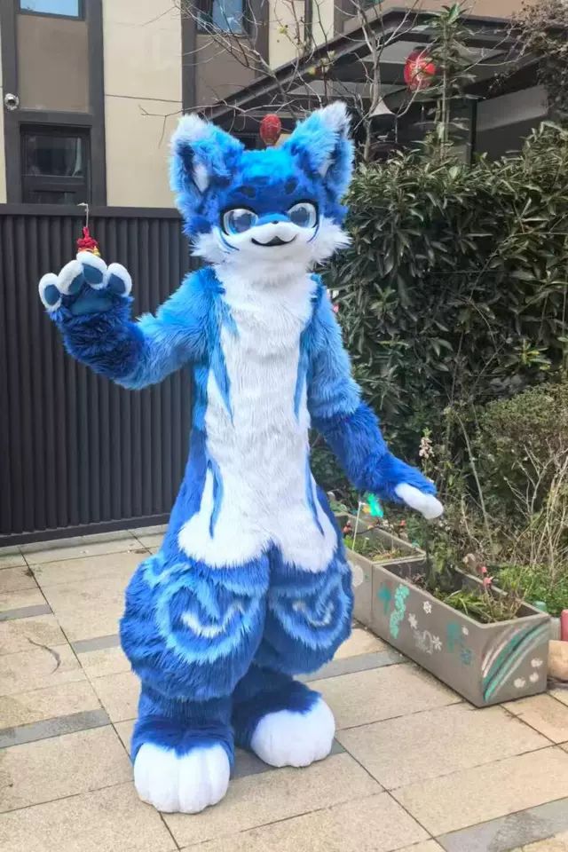 ブルー×ホワイト 獣装フルスーツ一式 fursuit 着ぐるみ ケモノ