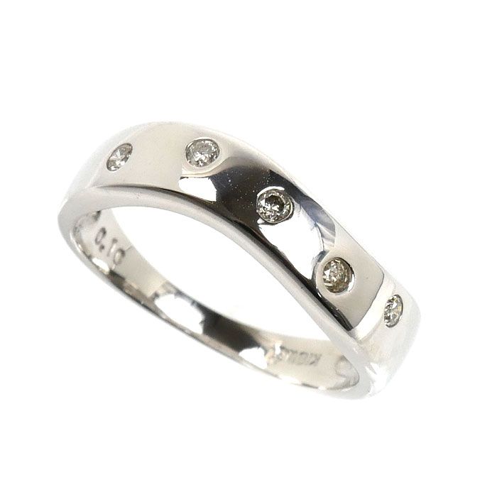K18WG ホワイトゴールド リング・指輪 ダイヤモンド0.10ct 10号 2.3g レディース 中古 美品