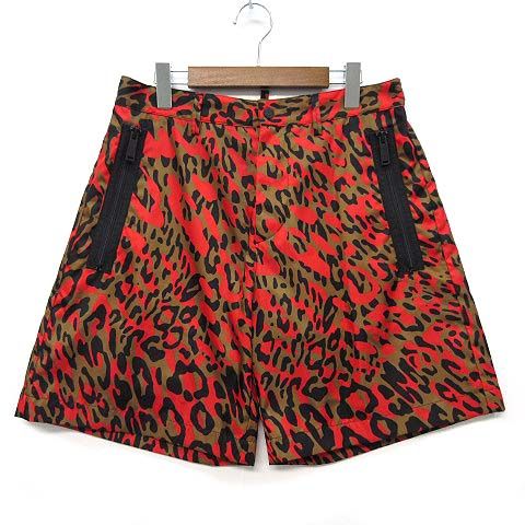 ディースクエアード DSQUARED2 ナイロン レオパード ショーツ ショートパンツ ハーフパンツ ブラウン レッド 茶 赤 46 S74MU0454