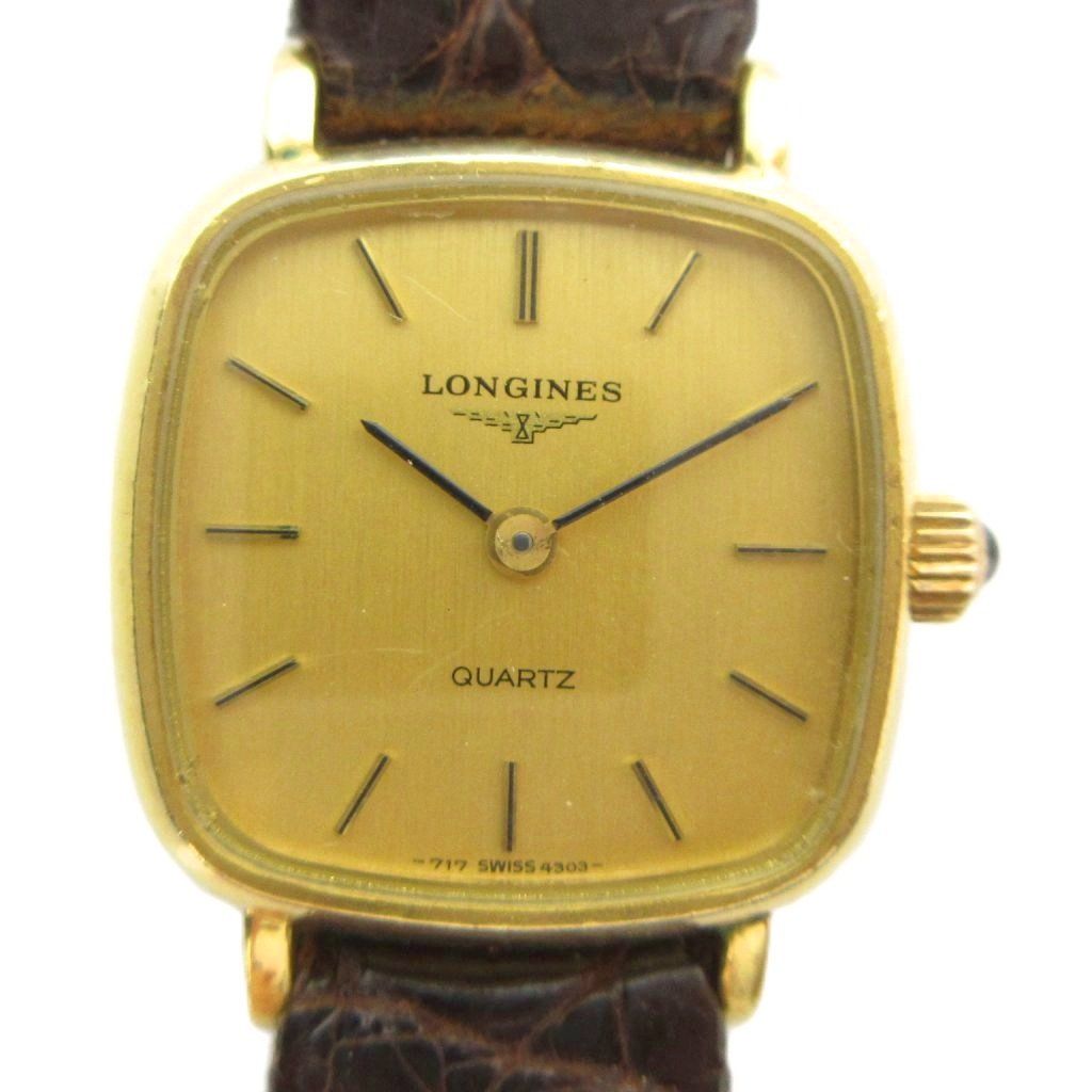 ロンジン LONGINES 腕時計 ウォッチ クォーツ レザーベルト ゴールドカラー 金色 ■GY18 /MQ