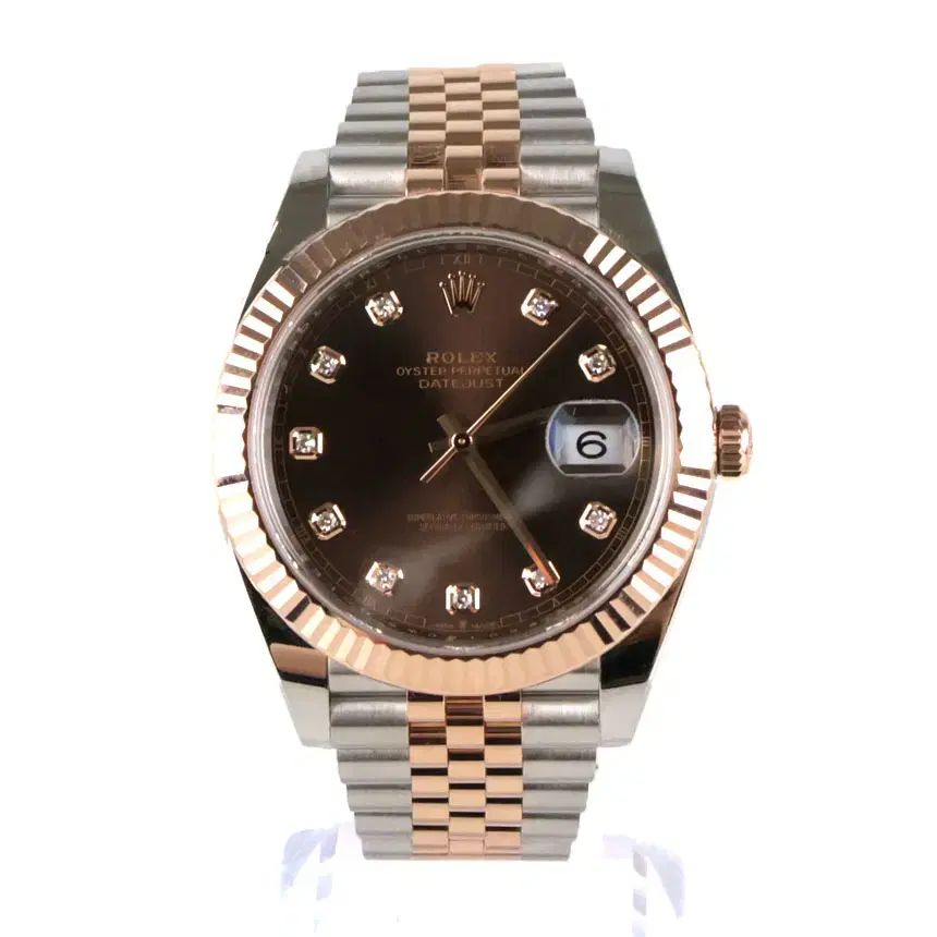 中古ブランドダオール ROLEX ロレックス デイトジャスト 41 チョコ 10pダイヤ 126331