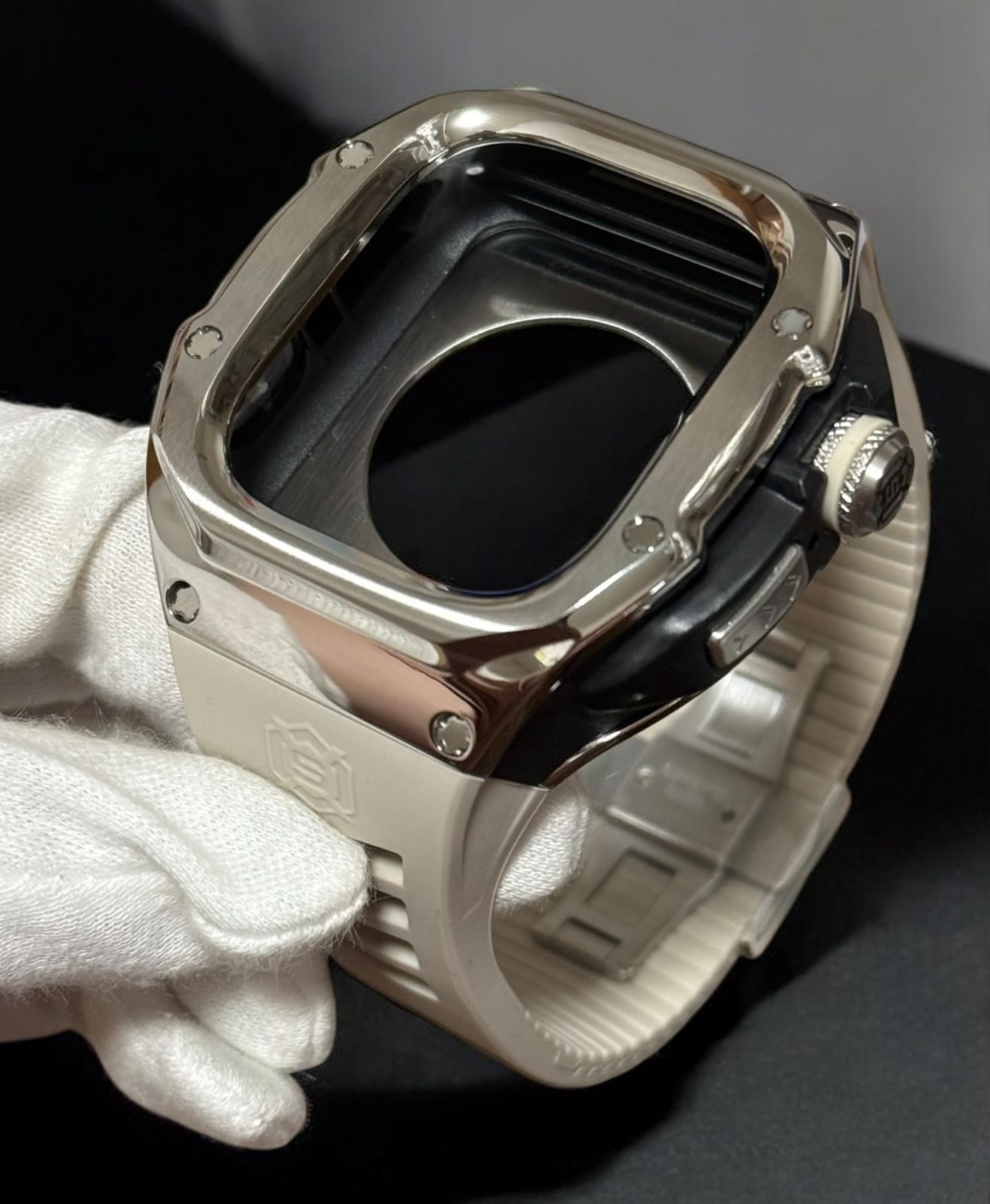 49mm ultra 専用　Apple Watch ステンレスケース　カバー　ウルトラ アップルウォッチ用ラバーバンド　ベルト 15