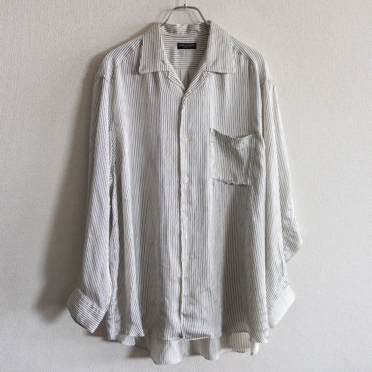 【80s/アーカイブ】COMME des GARCONS HOMME PLUS【レーヨン オープンカラー ストライプ シャツ】コムデギャルソン オムプリュス s2606005