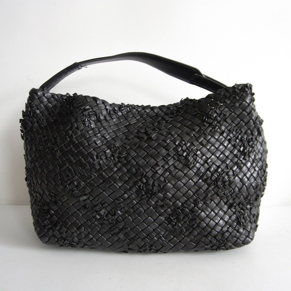 【美品】FALORNI 【イントレチャート レザー ハンドバッグ 】 ブラック メッシュ BAG MADE IN ITALY ファロルニ s2605179