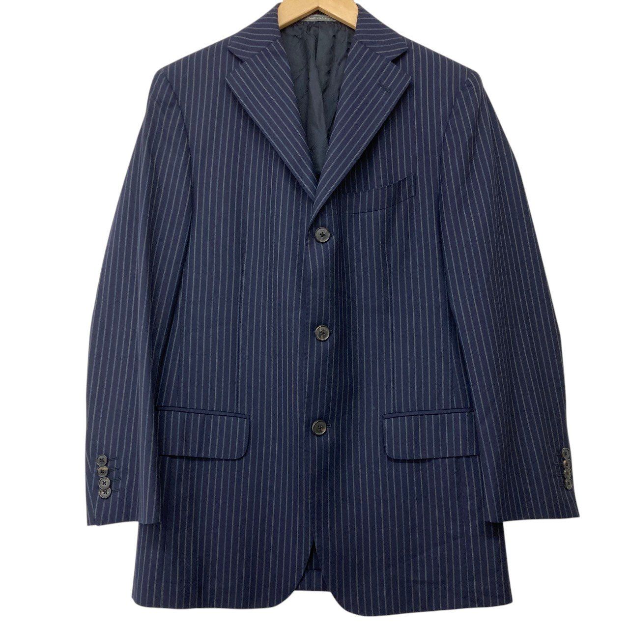 Salvatore Ferragammo/サルヴァトーレフェラガモ/ストライプ3Bシングルジャケット/ネイビー/サイズ48/B/メンズ/RS1548