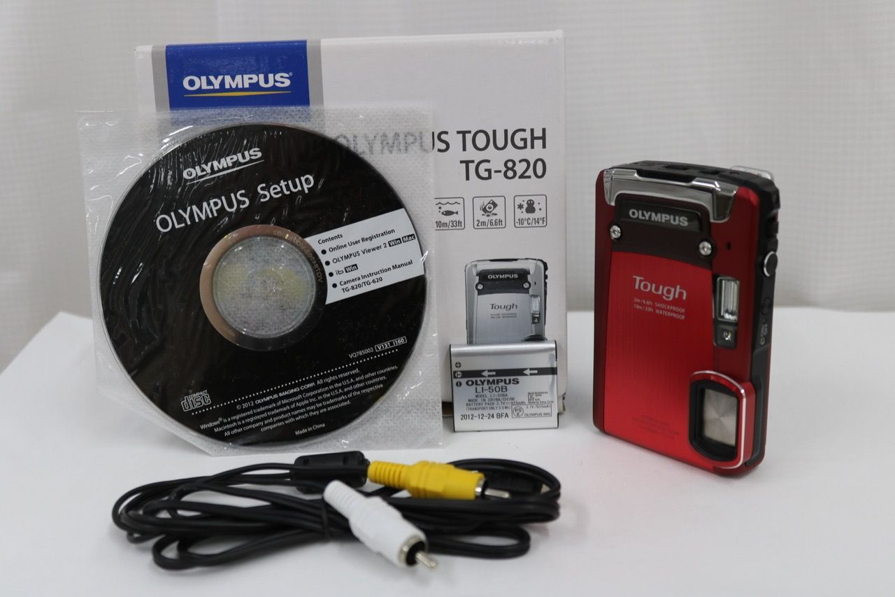 【返品保証】 【元箱付き】オリンパス Olympus Tough TG-820 レッド バッテリー付き コンパクトデジタルカメラ e13426
