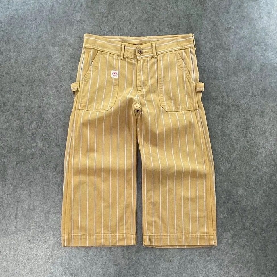 KAPITAL Painter Pants キャピタル ペインターパンツ ワークパンツ クロップド ベイカー ストライプ ジップフライ コットン キャメル