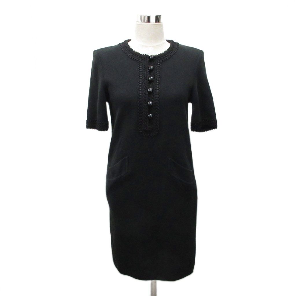 イヴサンローラン YVES SAINT LAURENT ワンピース スカート ひざ丈 レース 黒 ブラック M