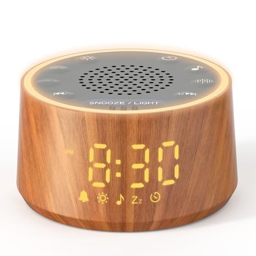 Dreamegg ホワイトノイズマシン 25曲癒し音 目覚まし時計 おしゃれ 大音量 100dB【7種アラーム音×32段階音量×時間表示部5段階調光】スヌーズ機能付き USB給電式 デジタル 置き時計 ナイトライト 騒音対策 安眠 作業/勉強 d14a7b55