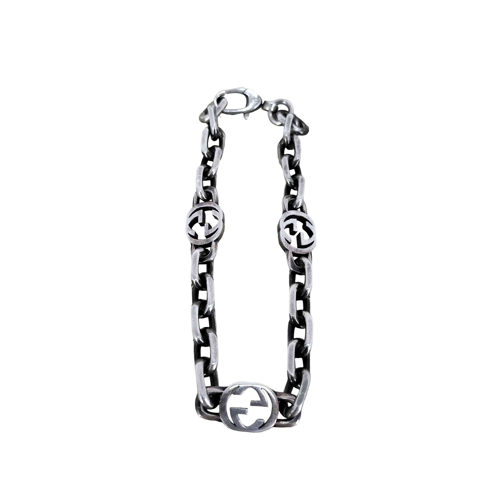 【メルカリ最安値】 GUCCI インターロッキングG ブレスレット シルバー グッチ GUCCI 925 インターロッキングG シルバーブレスレット メンズ