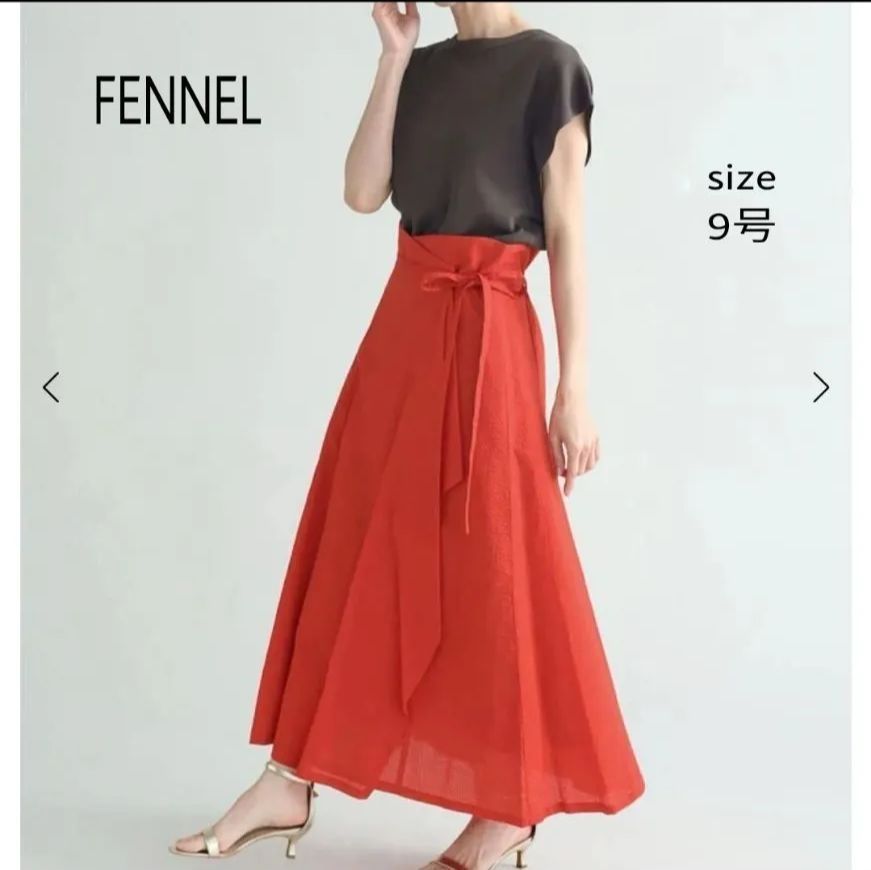 【未使用品タグ付き】日本製 FENNEL シアサッカー地 ロングスカート 6,216円
