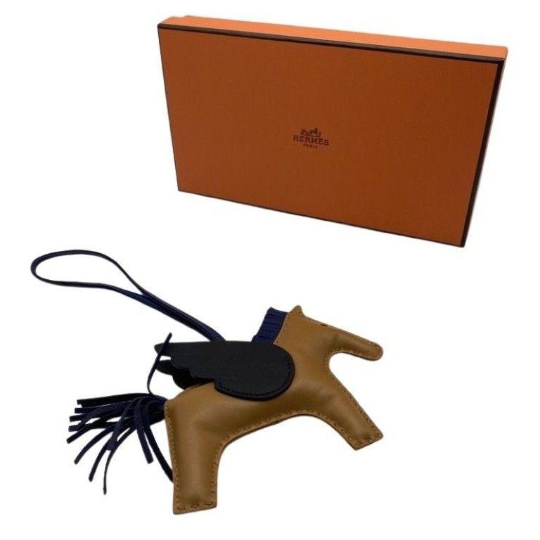 HERMES エルメス バッグチャーム ロデオＭM ペガサス ブラウン系 ネイビー系 アニョーミロ ユニセックス 美品