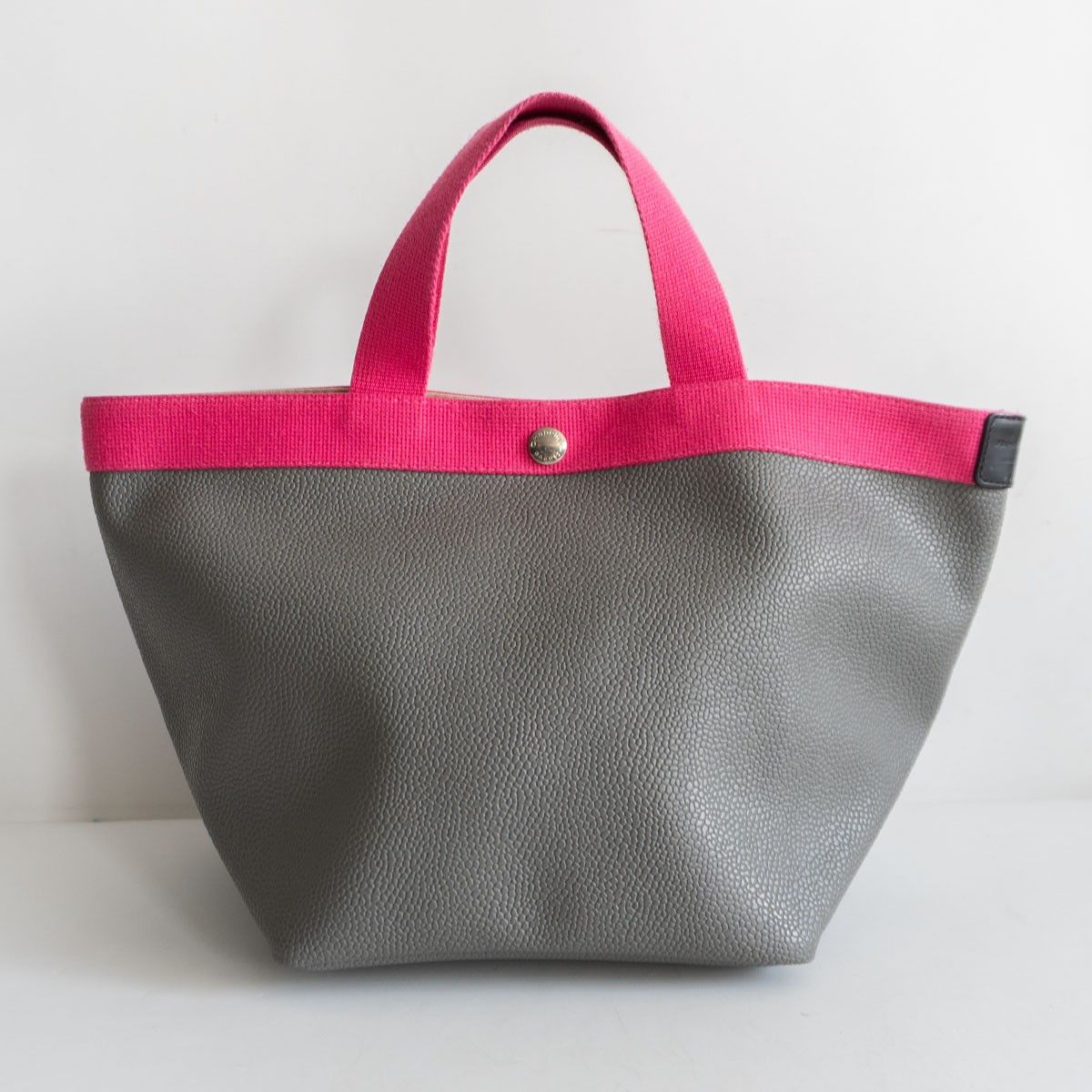 【美品】 Herve Chapelier 【707GP/リュクス コーテッドキャンバス 舟形 トート バッグ】 グラニ×フューシャ グレー エルベシャプリエ s2606009