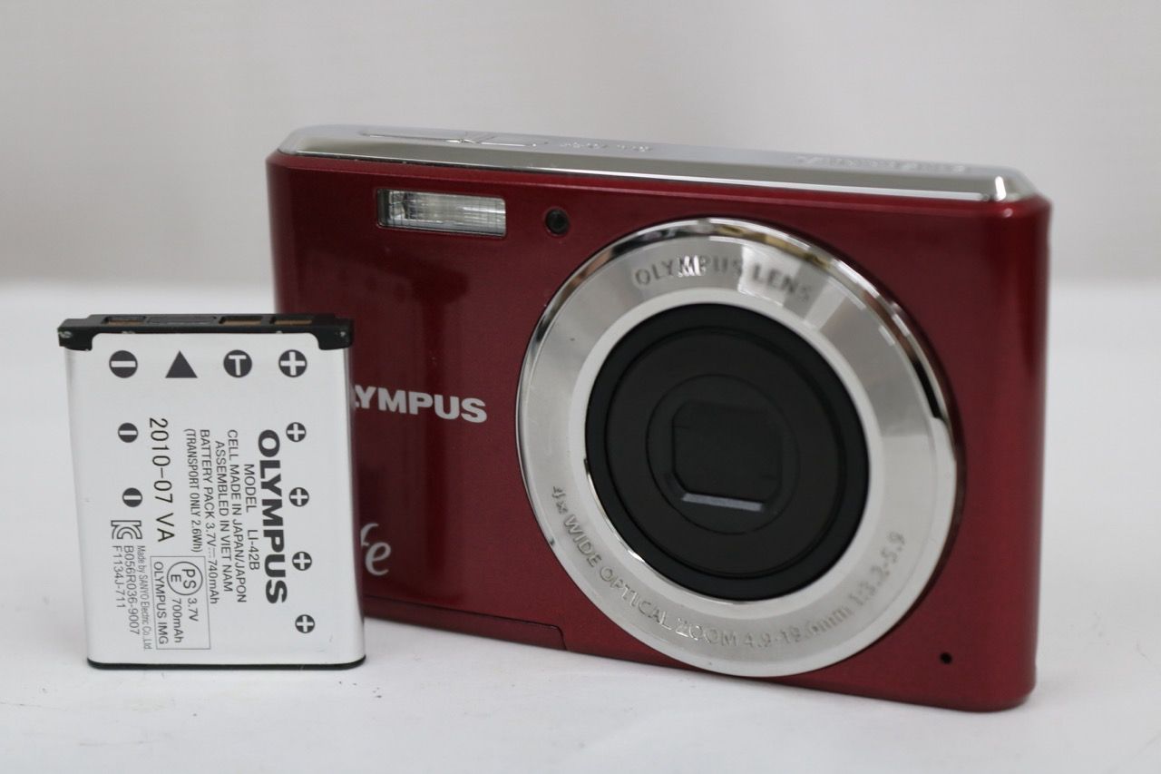 【返品保証】 オリンパス Olympus fe-4050 4x WIDE レッド バッテリー付き コンパクトデジタルカメラ e13487