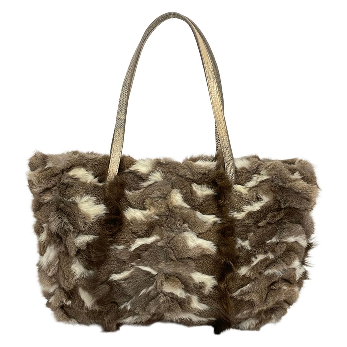 FENDI(フェンディ) トートバッグ - 8BH056 ダークブラウン×ブラウン×アイボリー ファー