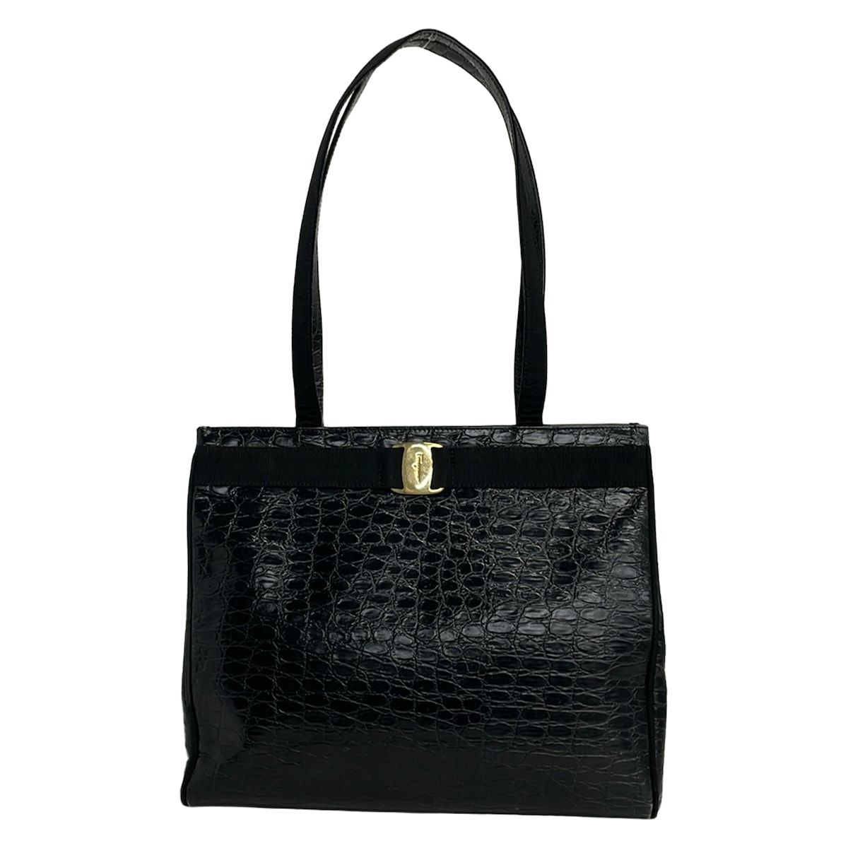 FERRAGAMO/SalvatoreFerragamo(サルバトーレフェラガモ) トートバッグ ヴァラ 黒 型押し加工 レザー