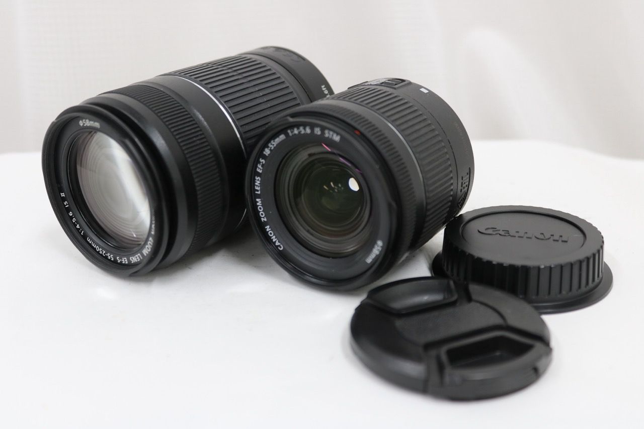 【返品保証】 【2点まとめ】キャノン Canon EF-S 18-55mm F4-5.6 IS STM 55-250mm F4-5.6 IS II レンズ e13527