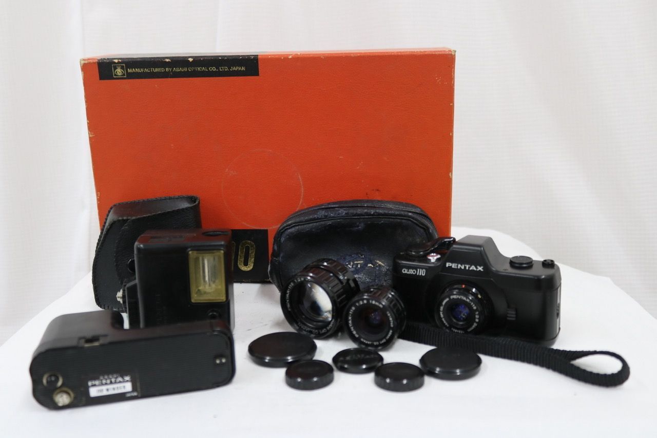 【返品保証】 【元箱付き】ペンタックス Pentax auto 110 24mm F2.8 18mm F2.8 50mm F2.8 ボディレンズセット e13549