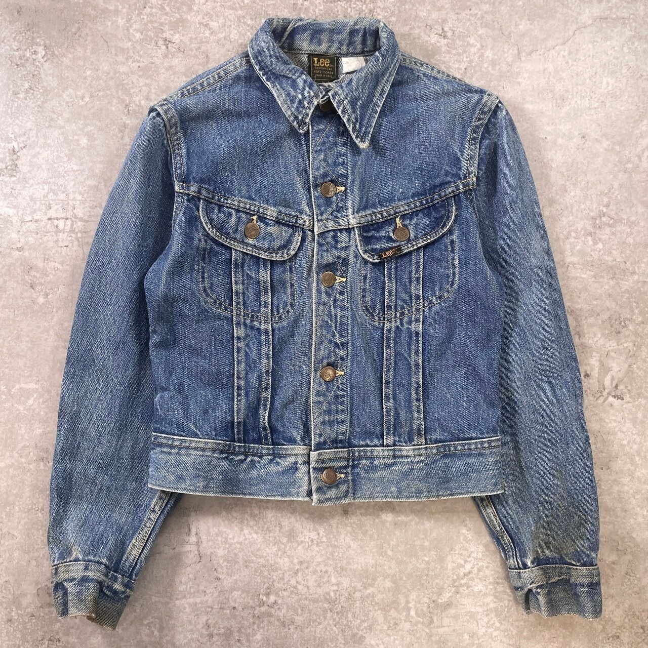 kids 70年代 USA製 リー Lee 101J デニムジャケット サイズ150cm相当 レディースXS 古着 キッズ 子供服 70s VINTAGE ヴィンテージ アメカジ 黒タグ ユニオンチケットRIDERS 青色
