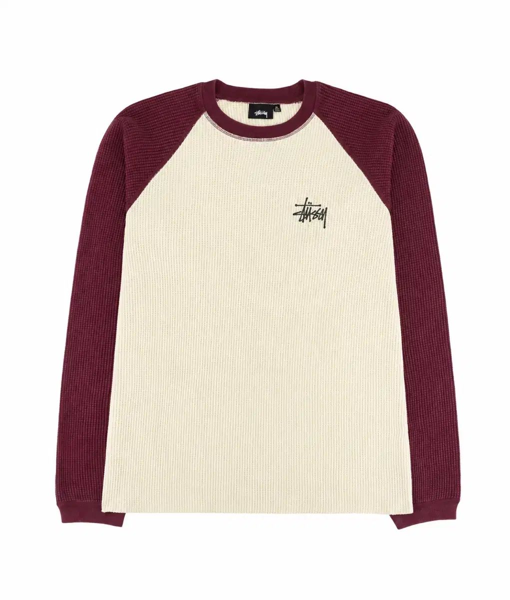 新品 S STUSSY サーマル ツートン ロングスリーブ Tシャツ オフホワイト