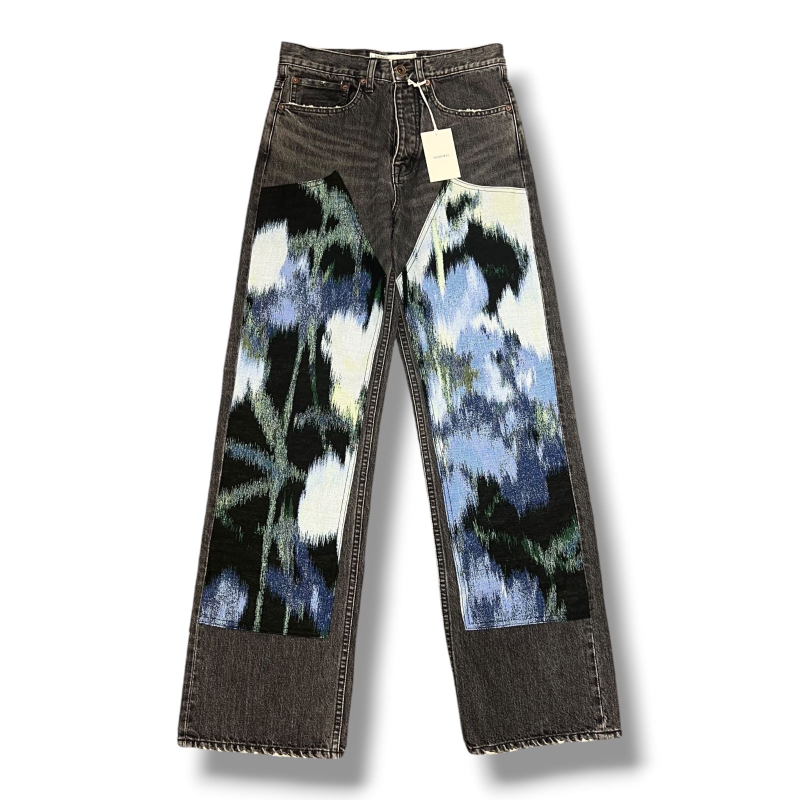 参考上代82,500円 未使用品 DAIRIKU 25SS FLOWER Patch Work Denim Pants フラワーパッチワークデニムパンツ ジーンズ ダイリク25SS F-DNM1 ブラック 27 2094A1