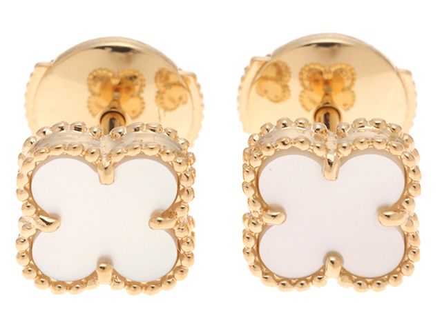 Van Cleef & Arpels ヴァンクリーフ＆アーペル ジュエリー 貴金属･宝石 　スウィートアルハンブラピアス　ホワイト マザーオブパール　2.5g VCARA44800　 K18イエローゴールド レディース【中古】